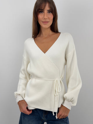 White Crossover Cardigan