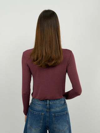 Burgundy Ultralight Cashmere Sweater with Lace