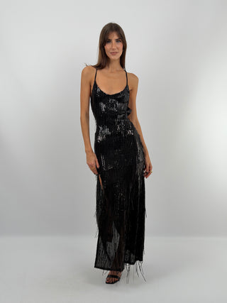 Long Black Sequin Dress - Lumina