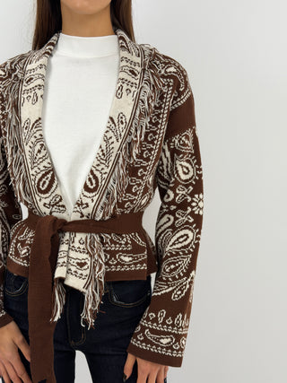 Cardigan in Fantasia Marrone