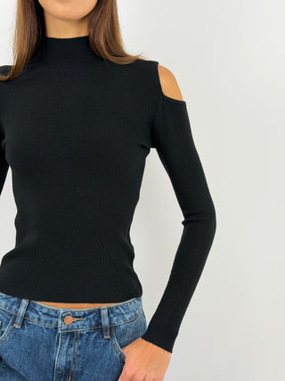 Maglia con Cut Out Nera
