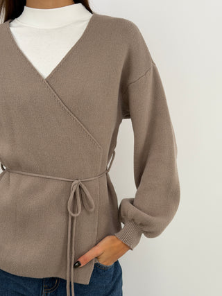 Cardigan Incrociato Fango