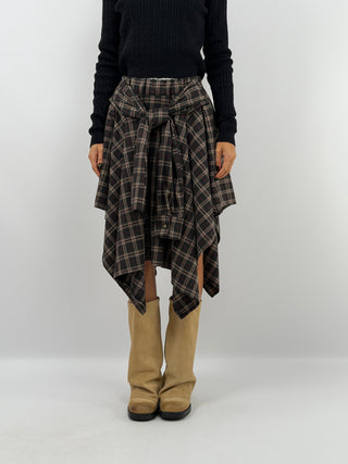 Black Midi Check Skirt