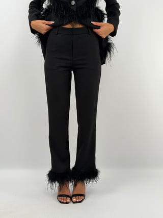 Pantaloni Neri con Piume - Lumina