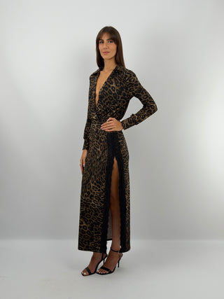 Spotted Long Sleeve Maxi Dress