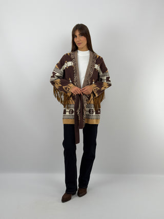 Cardigan Etnico Marrone