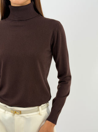 Pull Col Roulé Essential Marron