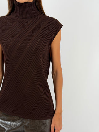 Maglia a Collo Alto Marrone