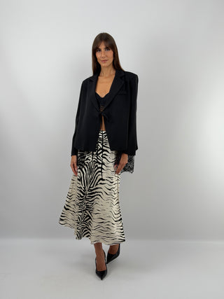 Zebra Print Satin Skirt