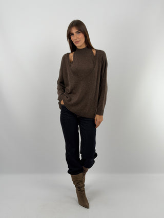 Set Top e Maglia a V Marrone