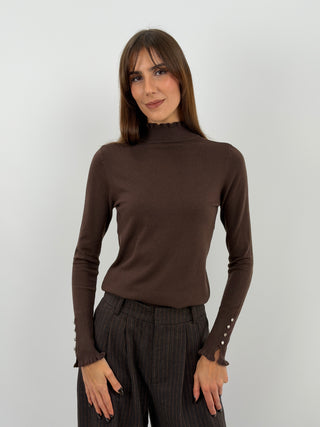 Brown Turtleneck with Ruffles