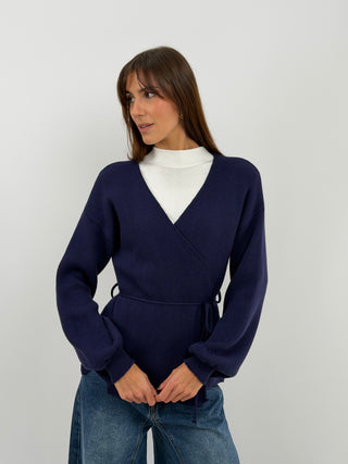 Blue Crossover Cardigan