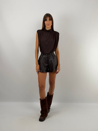 Shorts in Eco Pelle Marrone