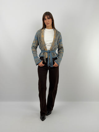 Light Blue Patterned Cardigan