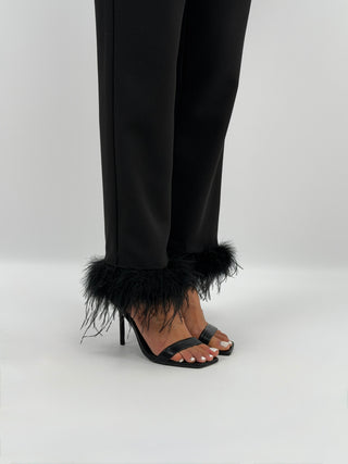 Pantaloni Neri con Piume - Lumina
