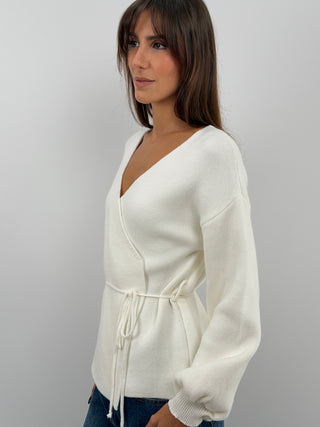 White Crossover Cardigan