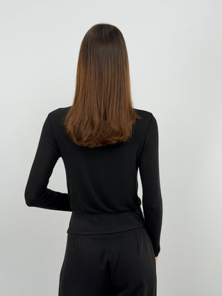 Black Ultralight Cashmere Sweater with Lace