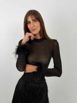 Body Nero con Piume