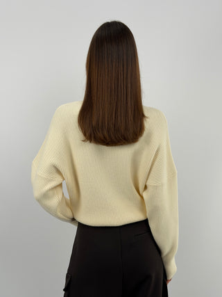 Pullover a Collo Alto Panna