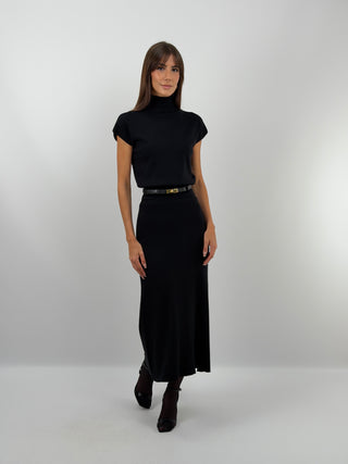 Black Knit Set with Skirt