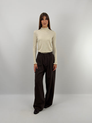Cream Turtleneck with Ruffles