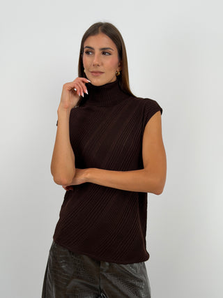 Maglia a Collo Alto Marrone