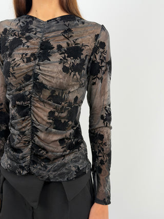 Black Velvet Patterned Top