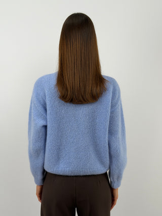 Dusty Blue Mohair Cardigan with Frog Closures