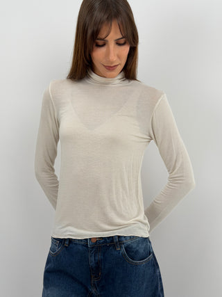 Cream Ultralight Turtleneck with Cashmere