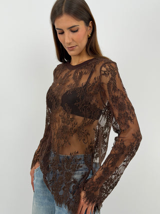 Brown Lace Top