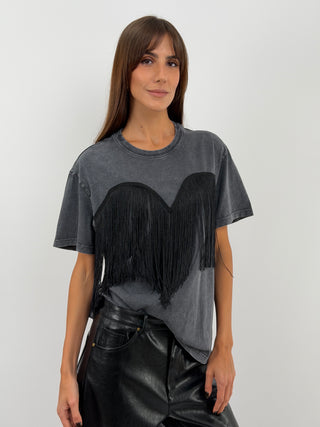 Anthracite Fringe T-Shirt