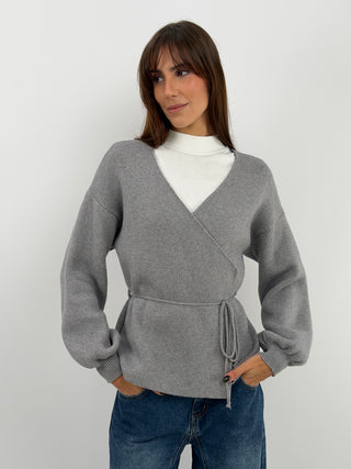 Cardigan Croisé Gris