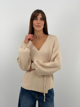 Cardigan Croisé Beige