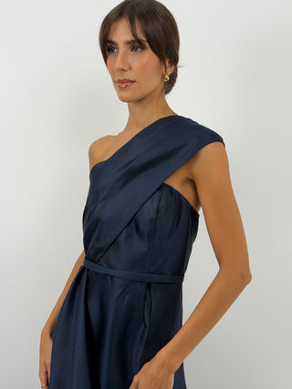 Abito Lungo con Volant Blu