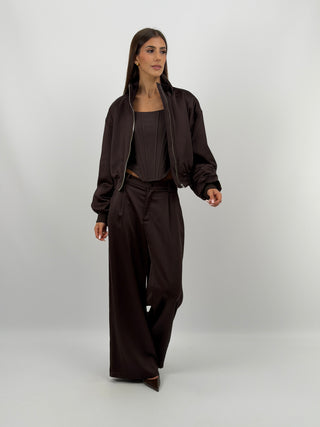Pantalone Satin Marrone Lumina