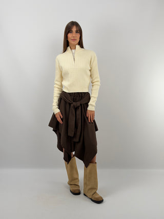 Pull à Zip Crème