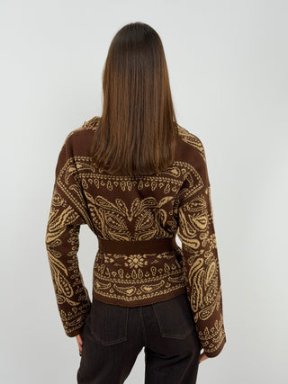 Brown Patterned Cardigan
