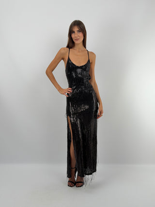Long Black Sequin Dress - Lumina