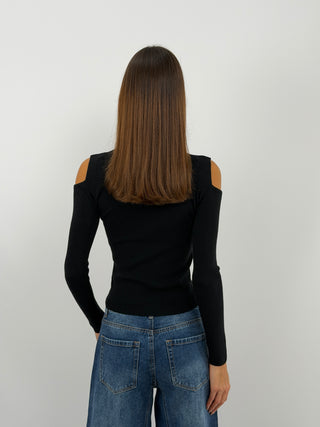 Maglia con Cut Out Nera