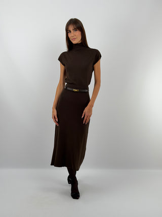 Brown Knit Set with Skirt