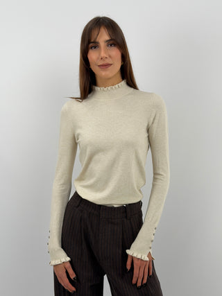 Cream Turtleneck with Ruffles