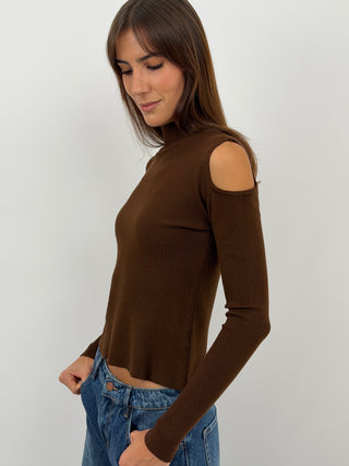 Maglia con Cut Out Marrone