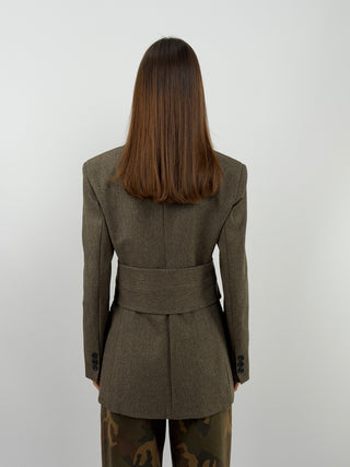 Blazer Marron avec Ceinture - Lumina