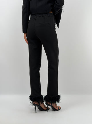 Pantaloni Neri con Piume - Lumina