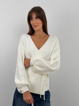 White Crossover Cardigan