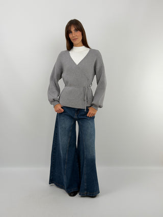 Cardigan Croisé Gris