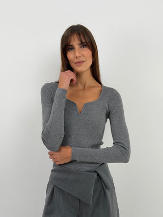 Grey V-Neck Sweater