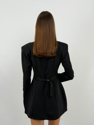 Robe Structurée Noire avec Cut Out