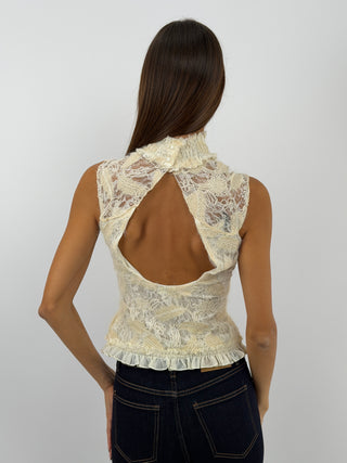 Cream Lace Cut-Out Top