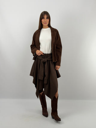 Brown Midi Check Skirt